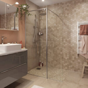 Paroi de douche walk in et volet GoodHome Ezili transparent alu brossé 80 + 38 cm